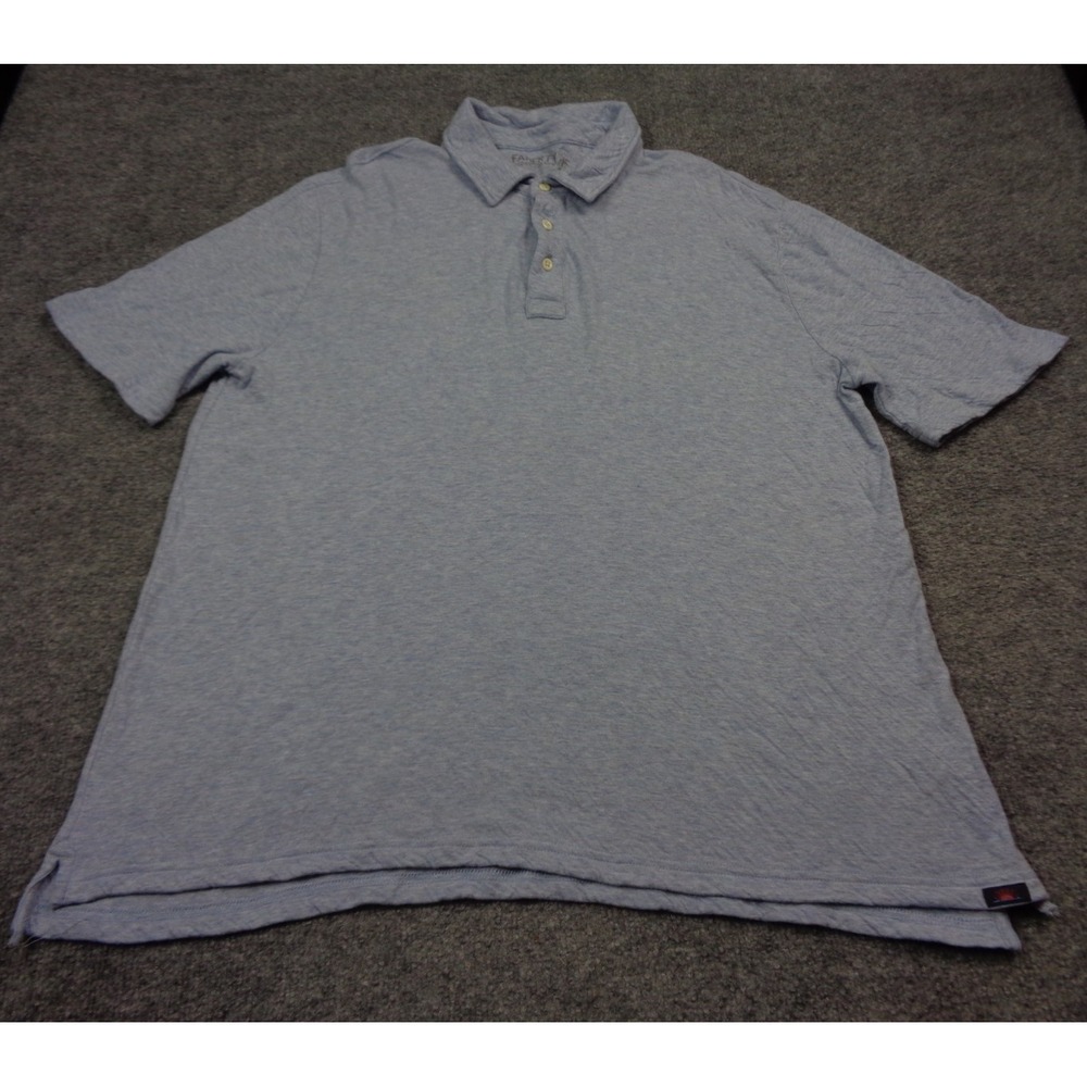 Faherty Cloud Cotton Polo Mens XL Light Blue Short Sleeve Heathered Shirt